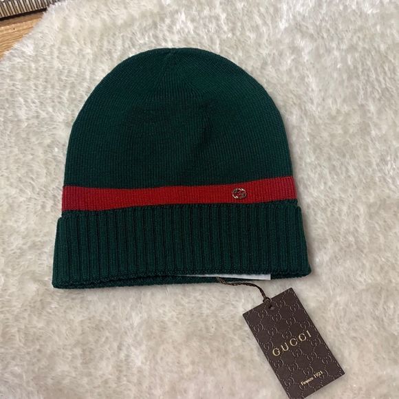 Green Beanie Web Green/Red 494548 Unisex New Hat - Picture 1 of 3